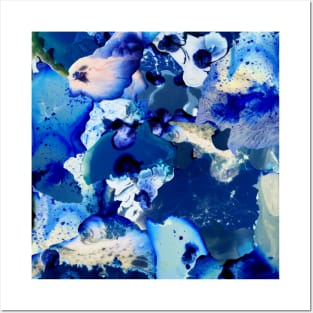 Deep blue  -  Night blue abstract landscape, abstract art, blue ink. Posters and Art